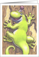 Happy Birthday Gecko Climbing Tree card