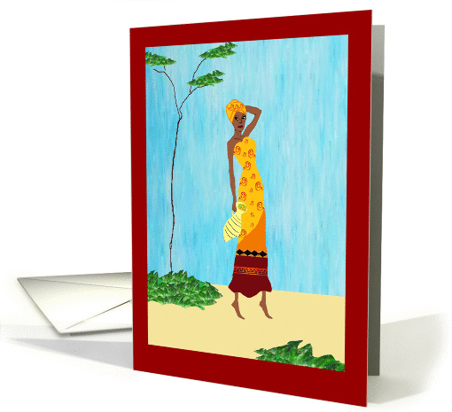 Hard working African Woman Carrying Water Pot card (1360996)