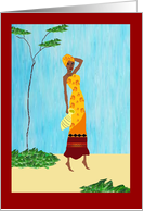 Hard working African Woman Carrying Water Pot card