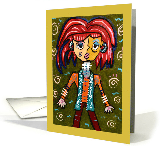 Abstract Girl with a Red Hair Blank Any Occasion card (1665722)
