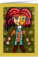Abstract Girl with a Red Hair Blank Any Occasion card