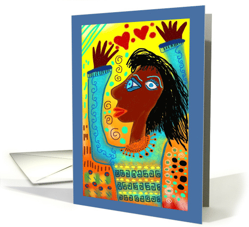 African American Woman with Design Background Blank Any Occasion card