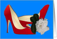 Work Wife. Mother’s Day. Relax. Red high heels. Gardenia. card