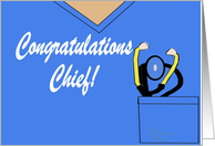 Congratulations on being honored. Scrubs and stethoscope. card