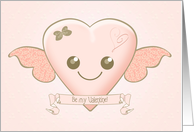 Cute Kawaii Valentine Heart in Pink card