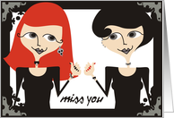 Cute goth girls rocker chicks girlfriends missing you cards