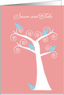 Five Blue Birds in a Tree Customizable Wedding Invitation card