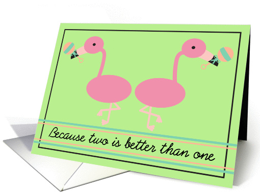 Pink Flamingos Twins Birth Announcement card (1198844)
