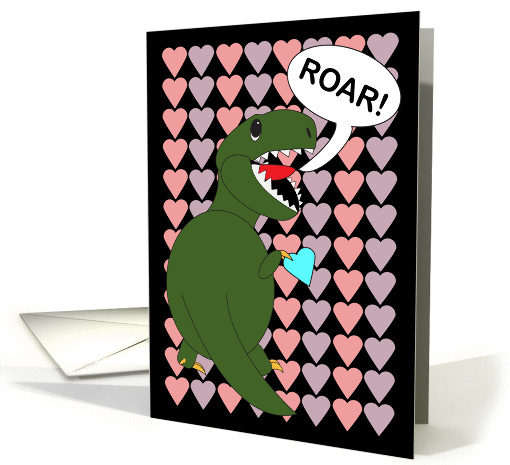 I Love You Tyrannosaurs Rex with Hearts card (1310164)