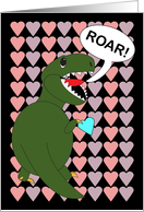 I Love You Tyrannosaurs Rex with Hearts card