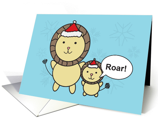 Christmas Lions in Santa Hats with Snowflake card (1452296)