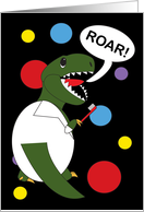 Dentist Day Dinosaur Toothbrush Roar Dots Black card