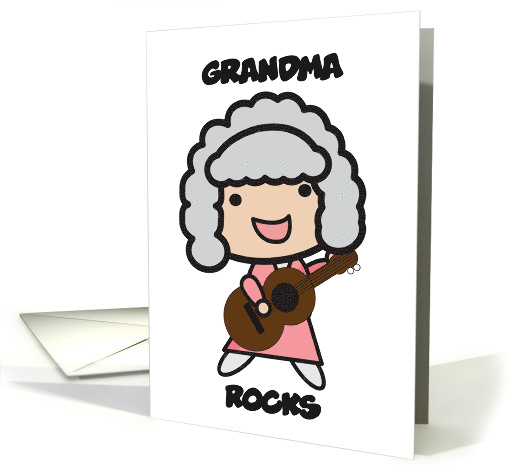 Grandma Rocks Grandparents Day Guitar Cartoon Personalize card