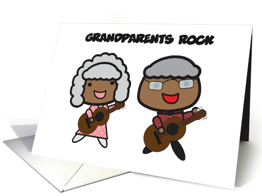 Black Grandparents Day Grandma and Grandpa Rocks with Guitars card