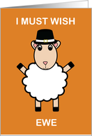 Happy Thanksgiving Wish Ewe Sheep Pilgrim Hat Funny card