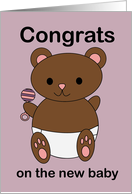 New Parents Congrats New Baby Happiness Teddy Bear Pink Purple card