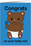 New Parent Congrats New Baby Son Bear card