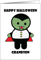 for Grandson Happy Halloween Cute Vampire card