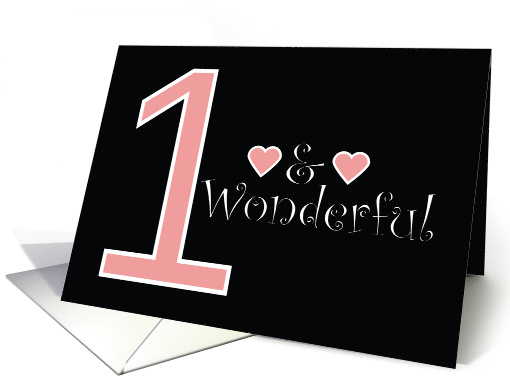 One and Wonderful Pink Hearts Black Background card (1806198)