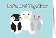 Let’s Get Together for Dinner, Cute Cartoon Animals card
