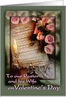 Valentine to Pastor & Wife, Pink Roses, Vintage Sheet Music card