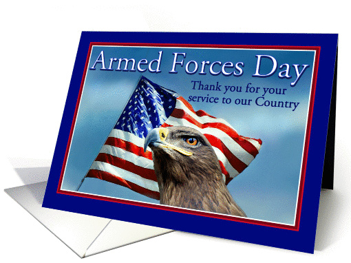 Armed Forces Day, Patriotic Eagle and American Flag card (1075376)
