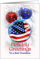 Merry Christmas to Grandson, Patriotic Christmas Holiday Greetings card