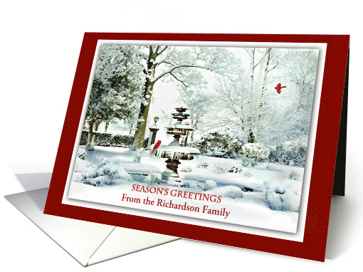 Season's Greetings Custom Front Winter Garden and Cardinals card