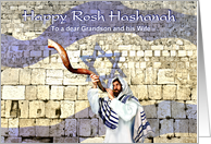 To Grandson and His Wife Happy Rosh Hashanah Shofar Western Wall card