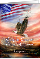 Program for Eagle Scout Court of Honor, Flying Eagle and Flag card