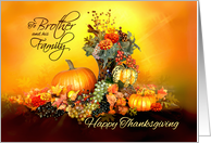 To Brother and his Family, Happy Thanksgiving, Pumpkins and Leaves card