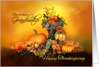 For Grandmother, Happy Thanksgiving, Pumpkins and Autumn Leaves card