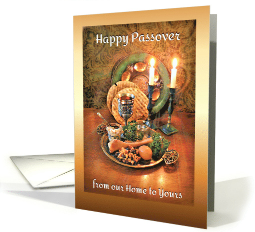 Happy Passover from our Home to Yours Candles and Seder Plate card