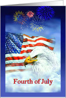 Fourth of July Party Invitation 4th of July Fireworks Flag and Eagle card