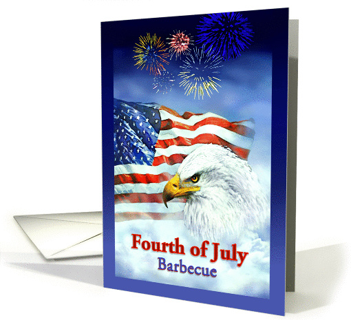 Fourth of July Barbecue Party Invitation, 4th of July Fireworks card