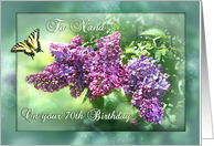 Happy 70th Birthday to Nana, Lilacs and Butterfly in the Lilac Garden card