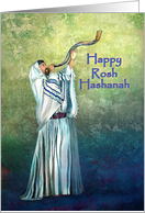 Messianic Rosh Hashanah, Jewish Man at Wall Blowing Shofar card