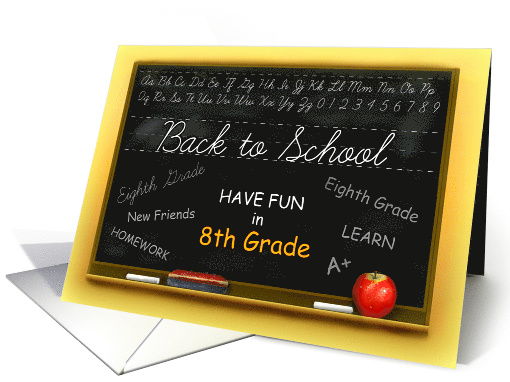 Eighth Grade Back to School Chalkboard, 8th Grade Blackboard card