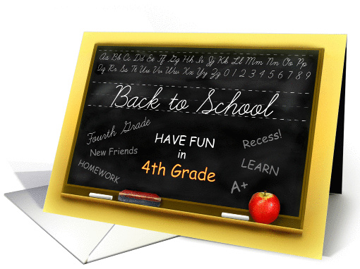 Fourth Grade Back to School Blackboard, 4th Grade Chalkboard card