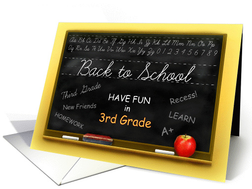 Third Grade Back to School Blackboard, 3rd Grade Chalkboard card