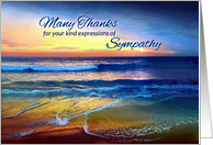 Thank You for Sympathy, Seascape at Sunset in Cobalt and Gold card