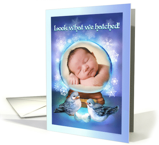 New Year Baby Announcement for New Year, Custom Photo Front card