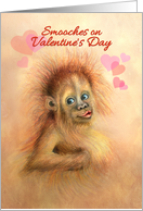 Valentine’s Day Monkey Smooches, Cute Orangutan Ape Valentine card