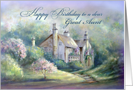 Happy Birthday to Great Aunt, Country House in Flowering Garden card