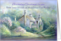 Birthday Custom Front for Business, Add Name, House in Country card