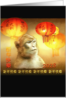 Chinese New Year of the Monkey Lanterns & Monkey New Year 2028 card