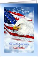 Thank You for your Sympathy, Patriotic American Flag & Eagle card