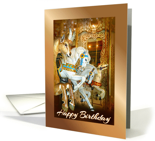 Happy Birthday Carousel, Merry Go Round Horses and Goat card (1385808)