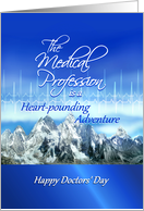 Happy Doctors’ Day Heartbeat & Mountains, Thanks on Doctor’s Day card