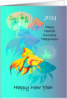 Chinese New Year for 2024 with Goldfish and Chinese Lanterns card